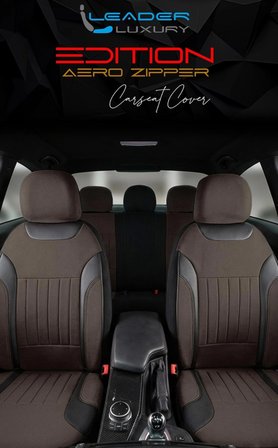 Volvo S60 2008-2010 Tay Tüyü Oto Koltuk Kılıfı Fermuarlı Ön Arka Set Kahverengi Edition
