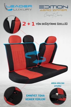 Tofaş Murat 131 Tay Tüyü Oto Koltuk Kılıfı Fermuarlı Ön Arka Set Kırmızı Edition