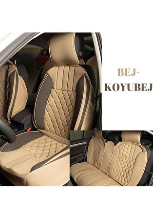 
Peugeot 207 Uyumlu Lüks Oto Koltuk Minderi Ön Arka Set Beje Koyu Bej