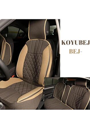
Fiat Egea HB Uyumlu Lüks Oto Koltuk Minderi Ön Arka Set Koyu Beje Bej