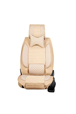 Fiat Egea Cross Uyumlu Lüx Deri Oto Koltuk Kılıfı Ön Arka Set Bej Elit Series