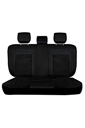 Jeep Comander Uyumlu Lüx Deri Oto Koltuk Kılıfı Ön Arka Set Siyah Beyaz Elit Series