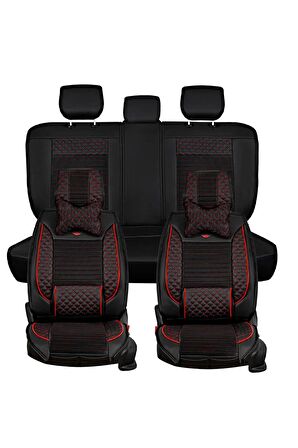 
Renault Clio 3 Uyumlu Lüx Deri Oto Koltuk Kılıfı Ön Arka Set Siyah Kırmızı Elit Series