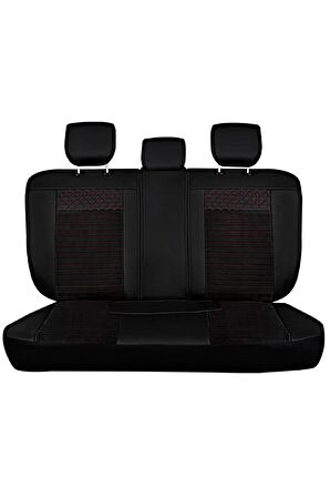 
Renault Clio 3 Uyumlu Lüx Deri Oto Koltuk Kılıfı Ön Arka Set Siyah Kırmızı Elit Series