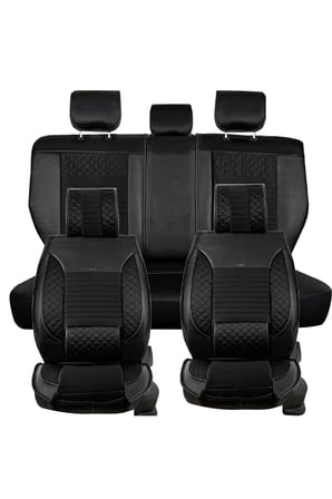 
Seat İbiza YENİ Uyumlu Lüx Deri Oto Koltuk Kılıfı Ön Arka Set Siyah Elit Series