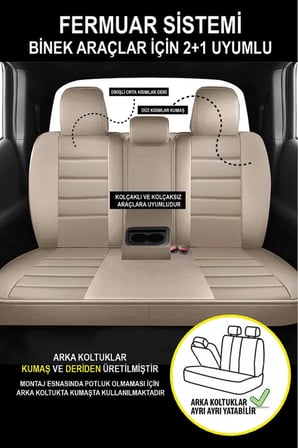 Mini Hatch (r50; R53) Cooper 1.6 I 16v (116 Hp) 2004 CARBON Serisi UYUMLU DERİ OTO KOLTUK KILIFI BEJ