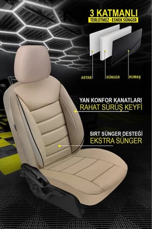 Volvo V90 Cross Country 2.0 T6 (310 Hp) Awd 2019 CARBON Serisi UYUMLU DERİ OTO KOLTUK KILIFI BEJ