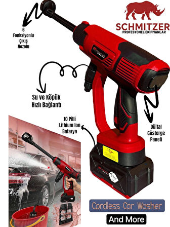 21V Brushless Motor Yüksek Basınçlı Şarjlı Oto Halı Ağaç Bahçe Araba Yıkama Sulama Temizleme Makinesi Tabancası 3 Kademe Dijital Göstergeli