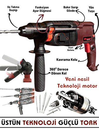 850 W (SDS PLUS) Metal Şanzuman Profesyonel Darbeli Matkap Kırıcı Delici 26mm Hilti