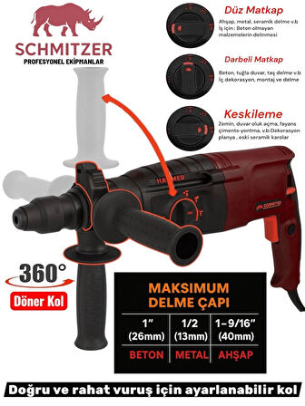 850 W (SDS PLUS) Metal Şanzuman Profesyonel Darbeli Matkap Kırıcı Delici 26mm Hilti