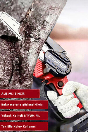 21V Profesyonel Metal Dişli Çift Akülü Çelik Şanzuman Şarjlı Ağaç Dal Odun Kesme Budama Makinesi Testeresi