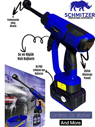 21V Brushless Motor Yüksek Basınçlı Şarjlı Oto Halı Ağaç Bahçe Araba Yıkama Sulama Temizleme Makinesi Tabancası 3 Kademe Dijital Göstergeli