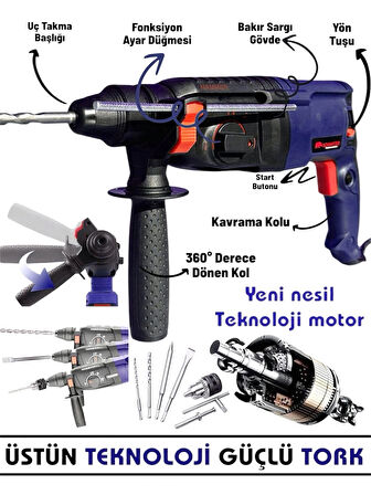 850 W (SDS PLUS) Metal Şanzuman Profesyonel Darbeli Matkap Kırıcı Delici 26mm Hilti