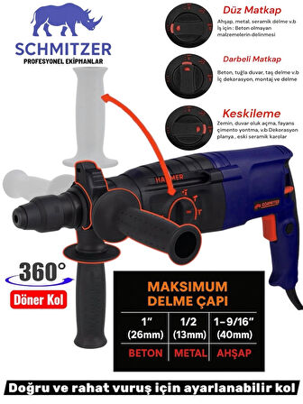 850 W (SDS PLUS) Metal Şanzuman Profesyonel Darbeli Matkap Kırıcı Delici 26mm Hilti