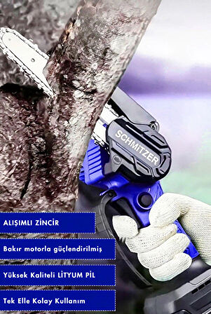 21V Profesyonel Metal Dişli Çift Akülü Çelik Şanzuman Şarjlı Ağaç Dal Odun Kesme Budama Makinesi Testeresi