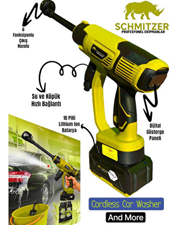 21V Brushless Motor Yüksek Basınçlı Şarjlı Oto Halı Ağaç Bahçe Araba Yıkama Sulama Temizleme Makinesi Tabancası 3 Kademe Dijital Göstergeli