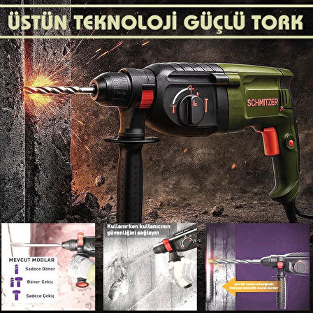850 W (SDS PLUS) Metal Şanzuman Profesyonel 2.8 Juel Darbeli Matkap Kırıcı Delici 26mm Hilti