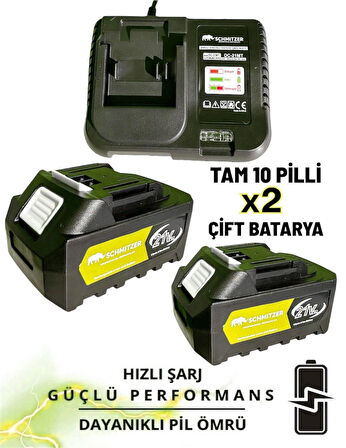 21V Profesyonel Metal Dişli Çift Akülü Çelik Şanzuman Şarjlı Ağaç Dal Odun Kesme Budama Makinesi Testeresi