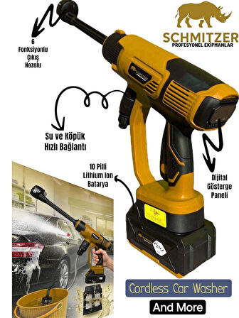 21V Brushless Motor Yüksek Basınçlı Şarjlı Oto Halı Ağaç Bahçe Araba Yıkama Sulama Temizleme Makinesi Tabancası 3 Kademe Dijital Göstergeli