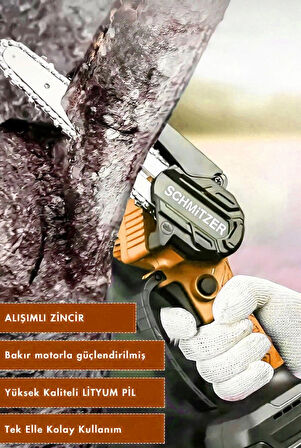 21V Profesyonel Metal Dişli Çift Akülü Çelik Şanzuman Şarjlı Ağaç Dal Odun Kesme Budama Makinesi Testeresi