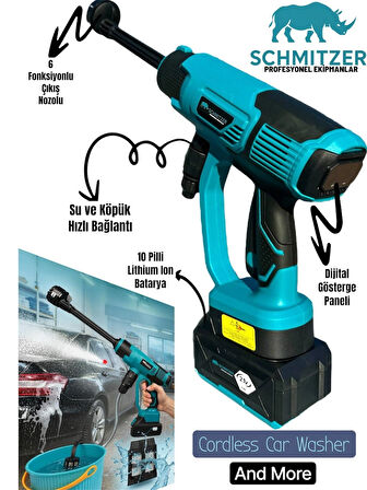 21V Brushless Motor Yüksek Basınçlı Şarjlı Oto Halı Ağaç Bahçe Araba Yıkama Sulama Temizleme Makinesi Tabancası 3 Kademe Dijital Göstergeli