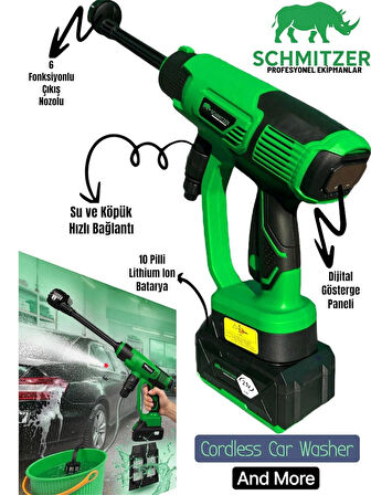 21V Brushless Motor Yüksek Basınçlı Şarjlı Oto Halı Ağaç Bahçe Araba Yıkama Sulama Temizleme Makinesi Tabancası 3 Kademe Dijital Göstergeli