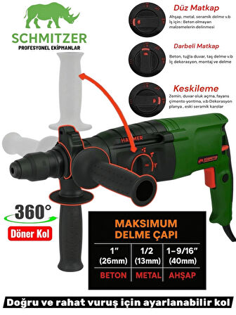 850 W (SDS PLUS) Metal Şanzuman Profesyonel Darbeli Matkap Kırıcı Delici 26mm Hilti