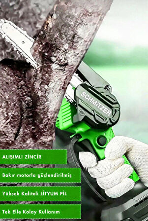 21V Profesyonel Metal Dişli Çift Akülü Çelik Şanzuman Şarjlı Ağaç Dal Odun Kesme Budama Makinesi Testeresi