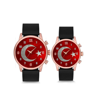 Türkiye Bayrağı Çift Sevgili Kol Saati