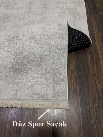 Kaymaz Tabanlı Saçaklı Yıkanabilir Leke Tutmaz Kesme Kabartmalı Salon Koridor Mutfak Halısı