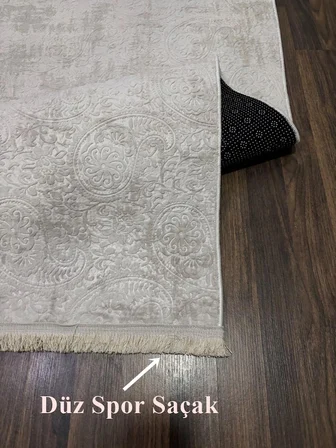 Kaymaz Tabanlı Saçaklı Yıkanabilir Leke Tutmaz Kesme Kabartmalı Salon Koridor Mutfak Halısı