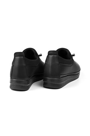 Kadın Siyah Ortopedik Anne Ayakkabısı - Rahat Kaymaz Taban, Bağcıklı Günlük Yürüyüş Ayakkabısı