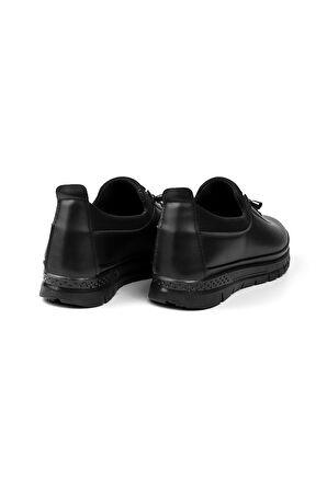 Kadın Siyah Ortopedik Anne Ayakkabısı - Rahat Kaymaz Taban, Bağcıklı Günlük Yürüyüş Ayakkabısı