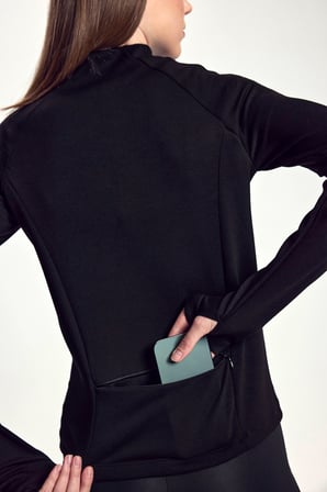 Scorp Athena Kadın Fermuarlı Koşu Sweatshirt Siyah