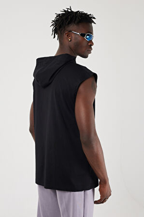 Scorp Bounce Erkek Kapüşonlu Kolsuz Sweatshirt Siyah