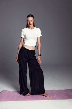 Scorp Celeste Kadın Yandan Yırtmaçlı Rahat Yoga Pantolonu Siyah