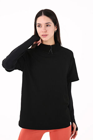 Scorp Chill Kadın Uzun Kollu Koşu Tişörtü Sweatshirt Siyah