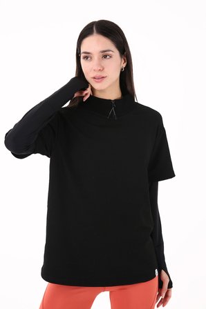Scorp Chill Kadın Uzun Kollu Koşu Tişörtü Sweatshirt Siyah