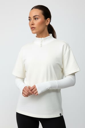 Scorp Chill Kadın Uzun Kollu Koşu Tişörtü Spor Sweatshirt Ekru
