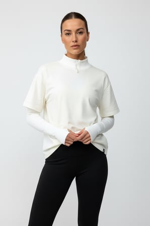 Scorp Chill Kadın Uzun Kollu Koşu Tişörtü Spor Sweatshirt Ekru