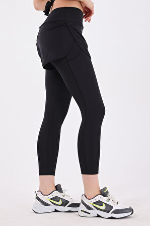 Scorp Comet Kadın Uzun Taytlı Şort Siyah