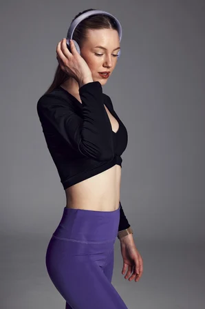Scorp Electra Kadın Uzun Kollu Crop Spor Bluz Siyah