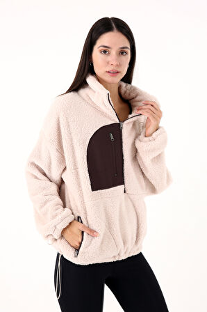 Scorp Fever Kadın Peluş Sweatshirt Bej