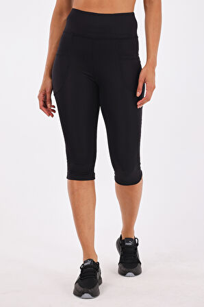 Scorp Joy Yüksek Bel Cepli Spor Tayt 3/4 Siyah