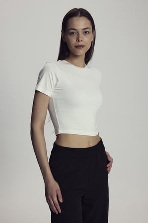 Scorp Lyra Kadın Crop Bambu Tişört Beyaz