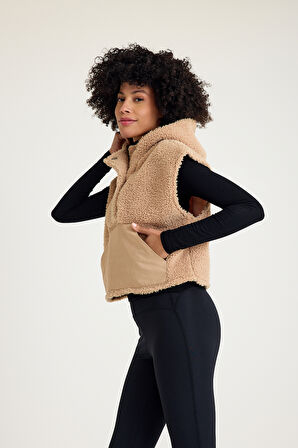 Scorp Melody Casual Kadın Peluş Yelek Camel