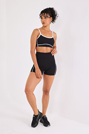 Scorp Omni Kadın Spor Sütyen Biker Tayt 2li Takım Siyah
