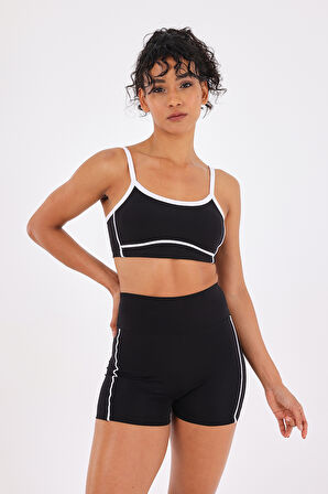 Scorp Omni Kadın Spor Sütyen Biker Tayt 2li Takım Siyah