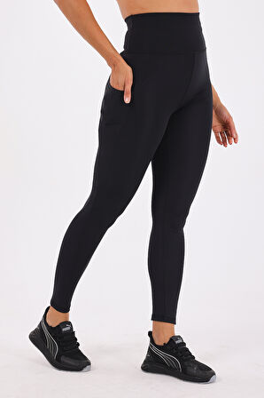 Scorp Sculpt Kadın Yüksek Bel Toparlayıcı Push Up Cepli Uzun Spor Tayt Siyah