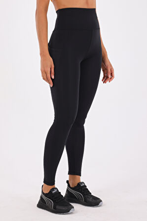 Scorp Sculpt Kadın Yüksek Bel Toparlayıcı Push Up Cepli Uzun Spor Tayt Siyah